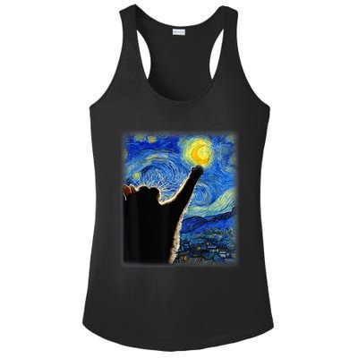 Starry Night Cat, Van Gogh Cat, Cat Lover, Cat Mom, Cat Dad Ladies PosiCharge Competitor Racerback Tank