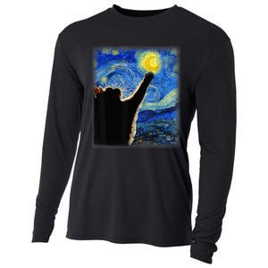 Starry Night Cat, Van Gogh Cat, Cat Lover, Cat Mom, Cat Dad Cooling Performance Long Sleeve Crew