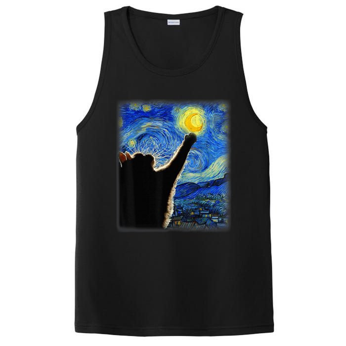 Starry Night Cat, Van Gogh Cat, Cat Lover, Cat Mom, Cat Dad PosiCharge Competitor Tank