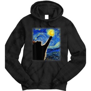 Starry Night Cat, Van Gogh Cat, Cat Lover, Cat Mom, Cat Dad Tie Dye Hoodie