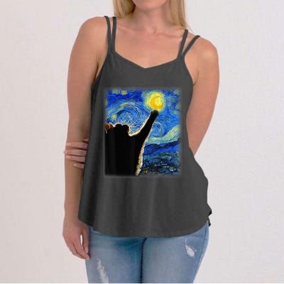 Starry Night Cat, Van Gogh Cat, Cat Lover, Cat Mom, Cat Dad Women's Strappy Tank