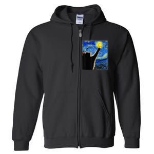 Starry Night Cat, Van Gogh Cat, Cat Lover, Cat Mom, Cat Dad Full Zip Hoodie