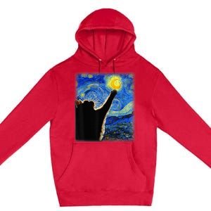 Starry Night Cat, Van Gogh Cat, Cat Lover, Cat Mom, Cat Dad Premium Pullover Hoodie