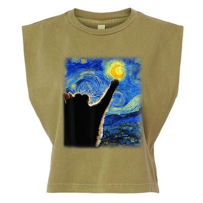 Starry Night Cat, Van Gogh Cat, Cat Lover, Cat Mom, Cat Dad Garment-Dyed Women's Muscle Tee