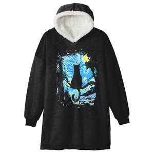 Starry Night Cat Van Gogh Cat Hooded Wearable Blanket