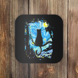 Starry Night Cat Van Gogh Cat Coaster