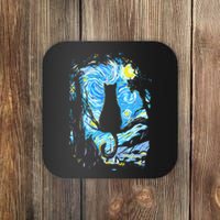 Starry Night Cat Van Gogh Cat Coaster