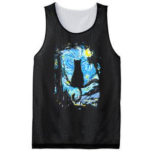 Starry Night Cat Van Gogh Cat Mesh Reversible Basketball Jersey Tank