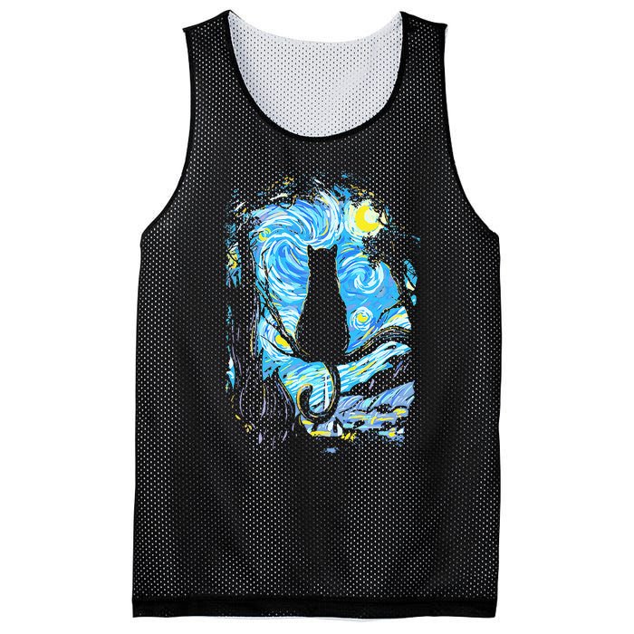 Starry Night Cat Van Gogh Cat Mesh Reversible Basketball Jersey Tank