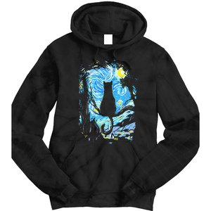 Starry Night Cat Van Gogh Cat Tie Dye Hoodie