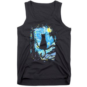 Starry Night Cat Van Gogh Cat Tank Top