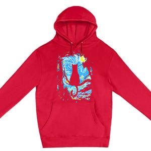 Starry Night Cat Van Gogh Cat Premium Pullover Hoodie