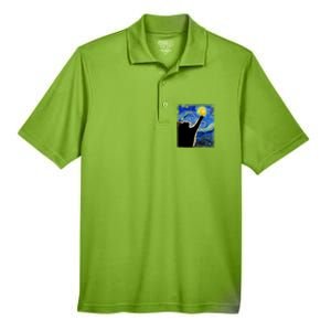 Starry Night Cat Van Gogh Cat Cat Lover Cat Mom Cat Dad Gift Men's Origin Performance Pique Polo