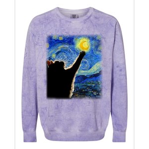 Starry Night Cat Van Gogh Cat Cat Lover Cat Mom Cat Dad Gift Colorblast Crewneck Sweatshirt