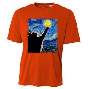 Starry Night Cat Van Gogh Cat Cat Lover Cat Mom Cat Dad Gift Cooling Performance Crew T-Shirt