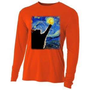 Starry Night Cat Van Gogh Cat Cat Lover Cat Mom Cat Dad Gift Cooling Performance Long Sleeve Crew