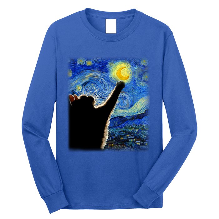 Starry Night Cat Van Gogh Cat Cat Lover Cat Mom Cat Dad Gift Long Sleeve Shirt