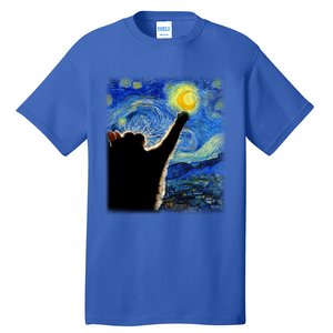 Starry Night Cat Van Gogh Cat Cat Lover Cat Mom Cat Dad Gift Tall T-Shirt