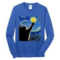 Starry Night Cat Van Gogh Cat Cat Lover Cat Mom Cat Dad Gift Tall Long Sleeve T-Shirt