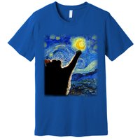 Starry Night Cat Van Gogh Cat Cat Lover Cat Mom Cat Dad Gift Premium T-Shirt