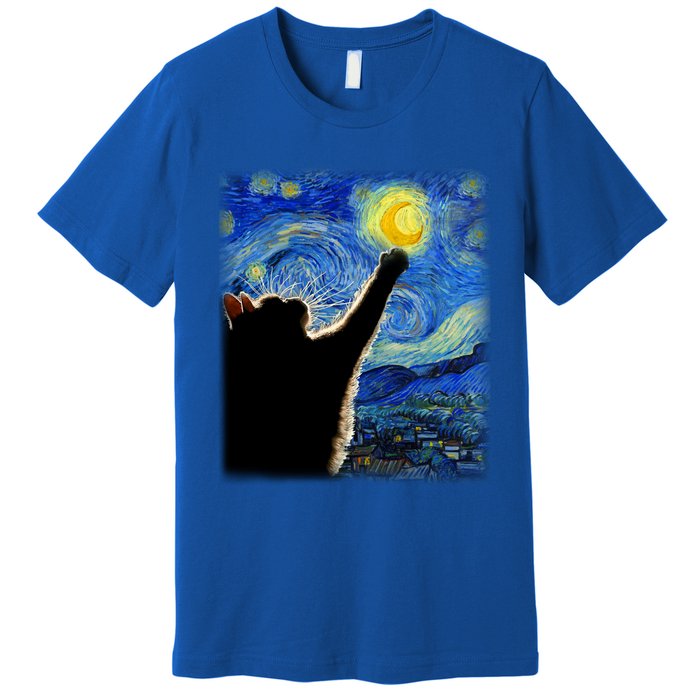 Starry Night Cat Van Gogh Cat Cat Lover Cat Mom Cat Dad Gift Premium T-Shirt