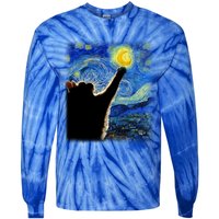 Starry Night Cat Van Gogh Cat Cat Lover Cat Mom Cat Dad Gift Tie-Dye Long Sleeve Shirt