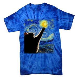 Starry Night Cat Van Gogh Cat Cat Lover Cat Mom Cat Dad Gift Tie-Dye T-Shirt