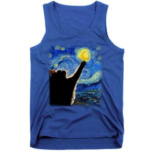 Starry Night Cat Van Gogh Cat Cat Lover Cat Mom Cat Dad Gift Tank Top