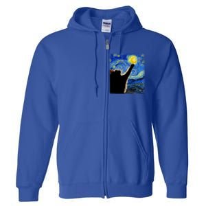 Starry Night Cat Van Gogh Cat Cat Lover Cat Mom Cat Dad Gift Full Zip Hoodie