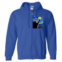 Starry Night Cat Van Gogh Cat Cat Lover Cat Mom Cat Dad Gift Full Zip Hoodie