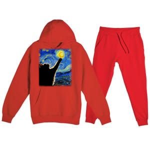 Starry Night Cat Van Gogh Cat Cat Lover Cat Mom Cat Dad Gift Premium Hooded Sweatsuit Set