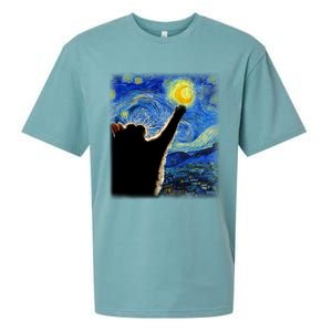 Starry Night Cat Van Gogh Cat Cat Lover Cat Mom Cat Dad Gift Sueded Cloud Jersey T-Shirt