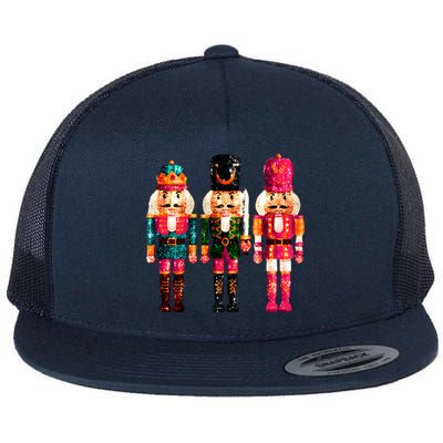 Sequin Nutcracker Christmas Xmas Flat Bill Trucker Hat