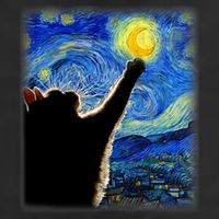 Starry Night Cat, Van Gogh Cat, Cat Lover, Cat Mom, Cat Dad Cool Comfort Performance Bucket Hat