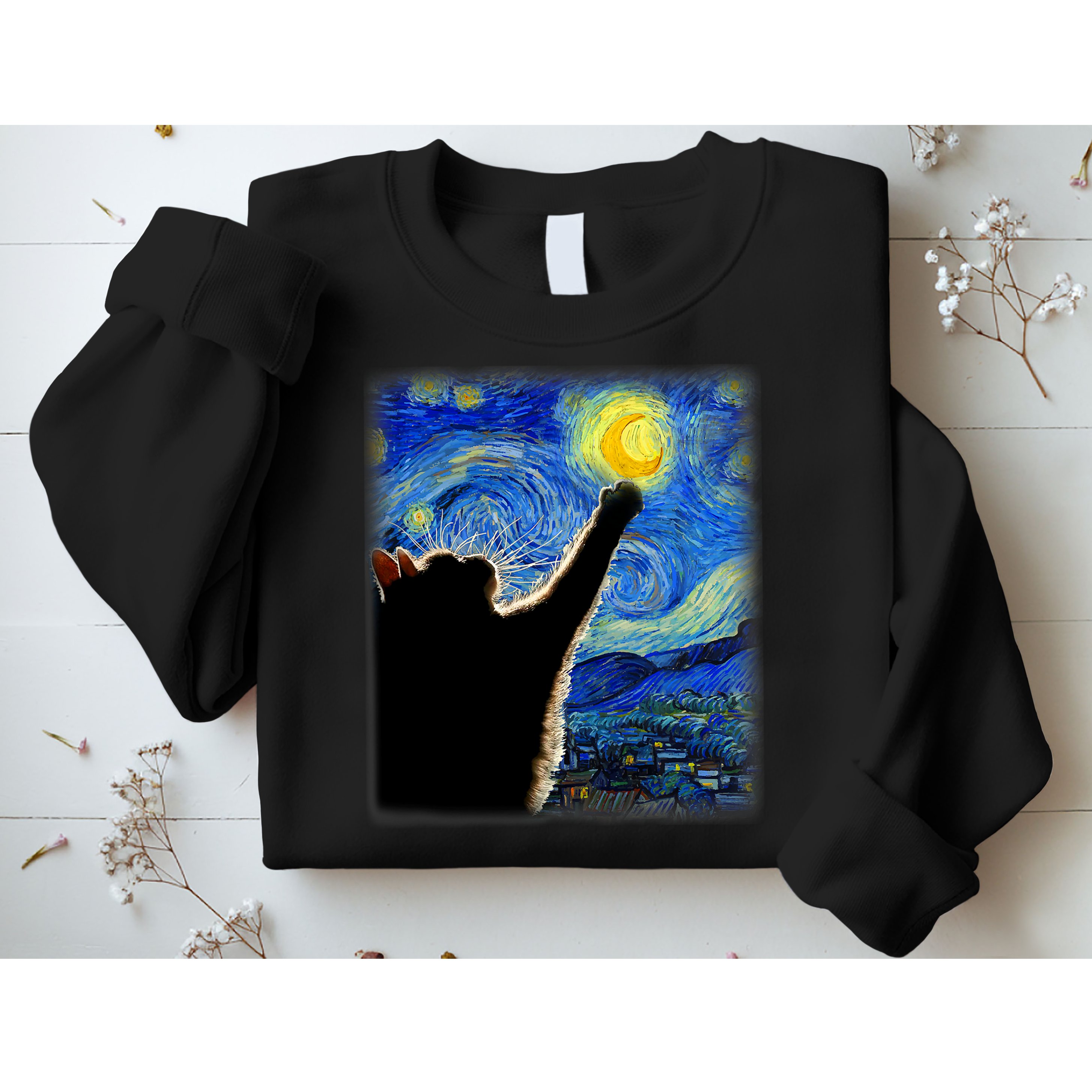 Starry Night Cat, Van Gogh Cat, Cat Lover, Cat Mom, Cat Dad Sweatshirt