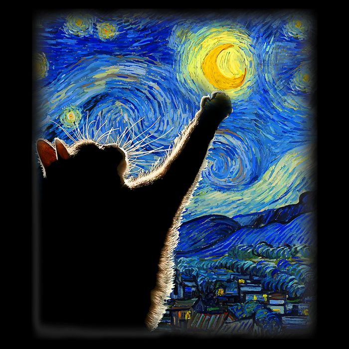 Starry Night Cat, Van Gogh Cat, Cat Lover, Cat Mom, Cat Dad Sweatshirt