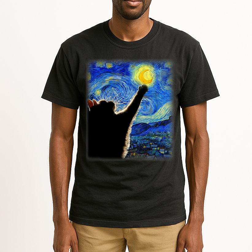 Starry Night Cat, Van Gogh Cat, Cat Lover, Cat Mom, Cat Dad Tall T-Shirt