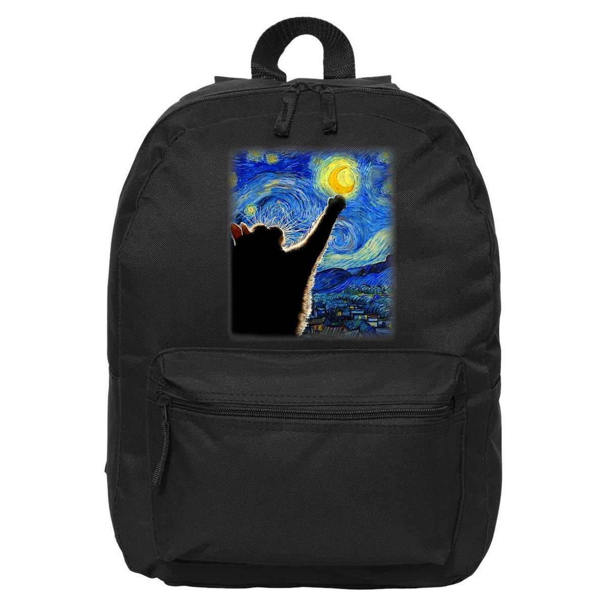 Starry Night Cat, Van Gogh Cat, Cat Lover, Cat Mom, Cat Dad 16 in Basic Backpack