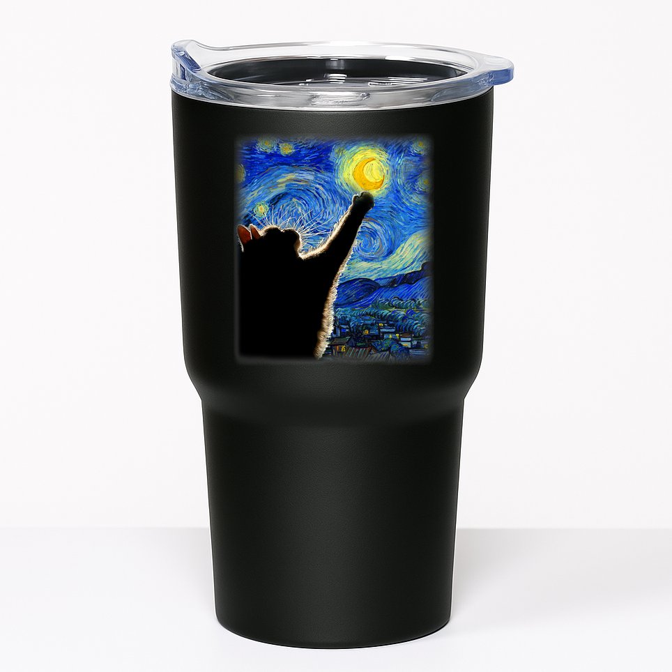 Starry Night Cat, Van Gogh Cat, Cat Lover, Cat Mom, Cat Dad Tumbler