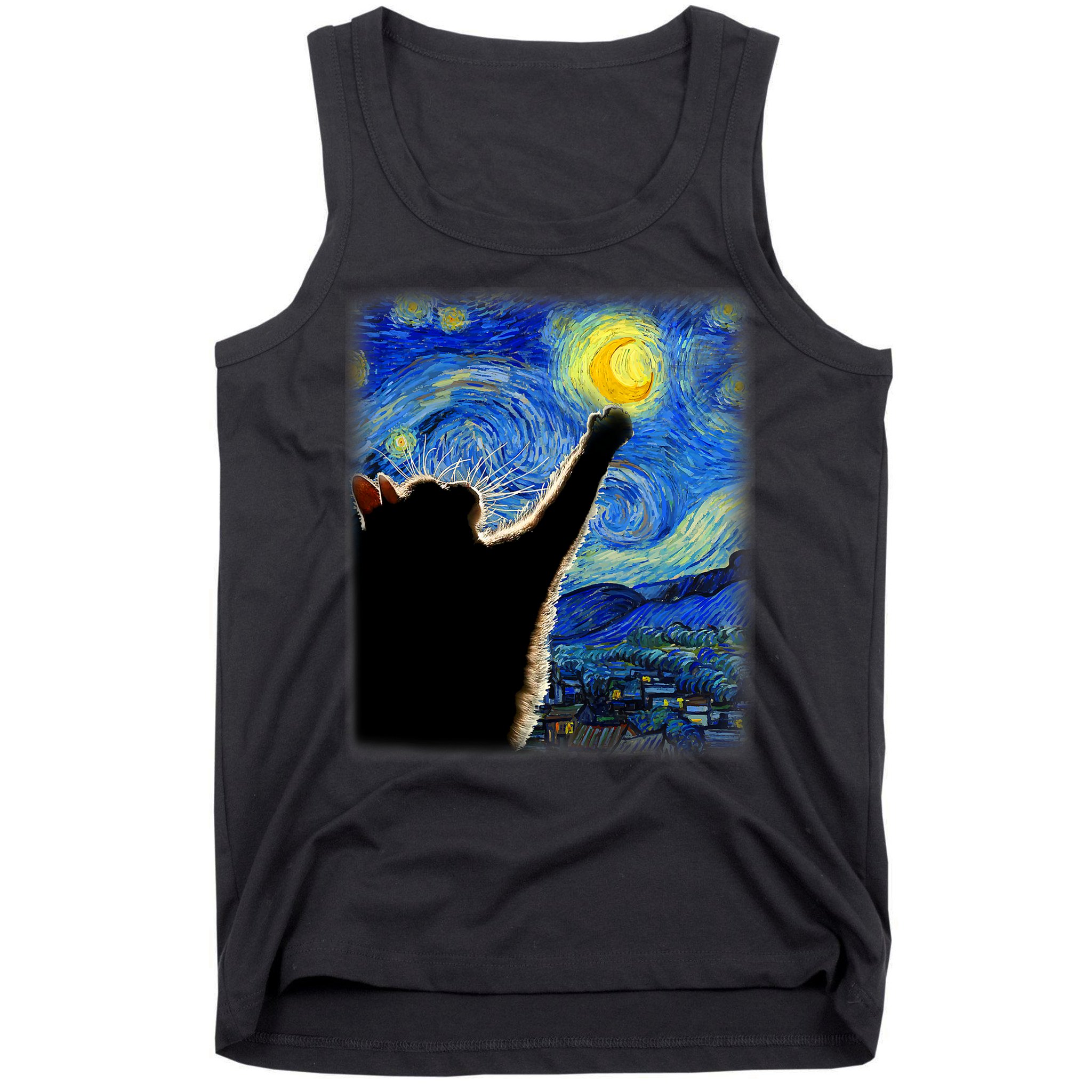 Starry Night Cat, Van Gogh Cat, Cat Lover, Cat Mom, Cat Dad Tank Top