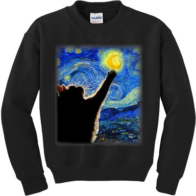 Starry Night Cat, Van Gogh Cat, Cat Lover, Cat Mom, Cat Dad Kids Sweatshirt