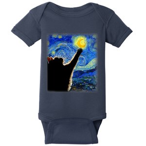 Starry Night Cat, Van Gogh Cat, Cat Lover, Cat Mom, Cat Dad Baby Bodysuit