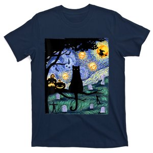 Scary Night Cat Tee, Van Gogh Gift, Halloween T-Shirt