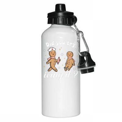 School Nurse Christmas Did You Try Icing It Gingerbread Aluminum Water Bottle