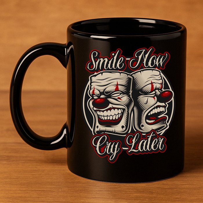 Smile Now Cry Later Drama Masks 11oz C Handle Ceramic Mug