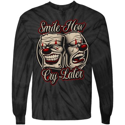 Smile Now Cry Later Drama Masks Tie-Dye Long Sleeve Shirt