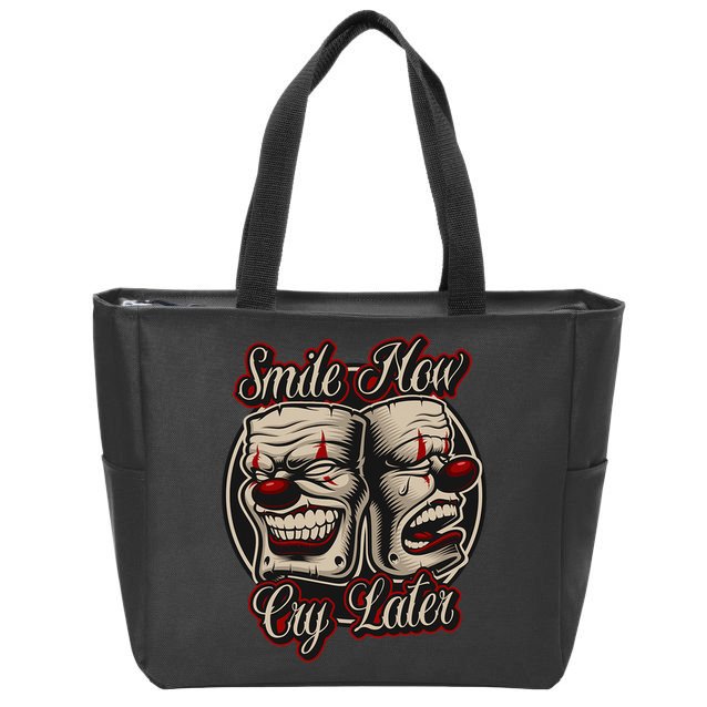 Smile Now Cry Later Drama Masks Zip Tote Bag