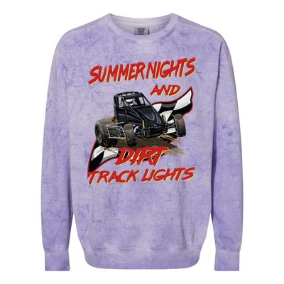 Summer Nights Dirt Track Lights | Dirt Track Racing | Motocross Gift Colorblast Crewneck Sweatshirt