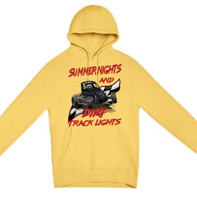 Summer Nights Dirt Track Lights | Dirt Track Racing | Motocross Gift Premium Pullover Hoodie