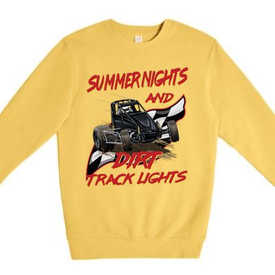 Summer Nights Dirt Track Lights | Dirt Track Racing | Motocross Gift Premium Crewneck Sweatshirt